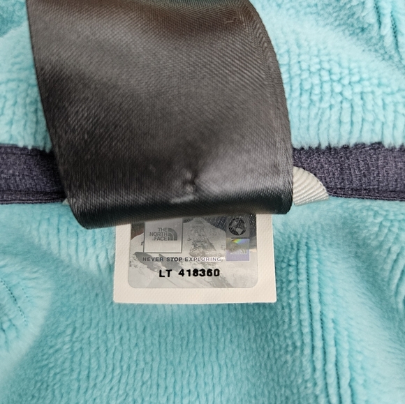 The North Face Jacket Blue Green Long Sleeve Full Zip Fleece Coat Large - Picture 9 of 11
